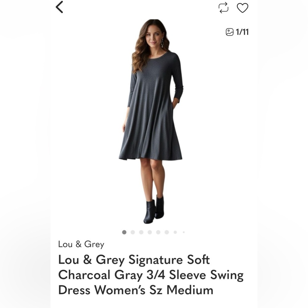 Lou & Grey Charcoal Gray Long Sleeve Dress